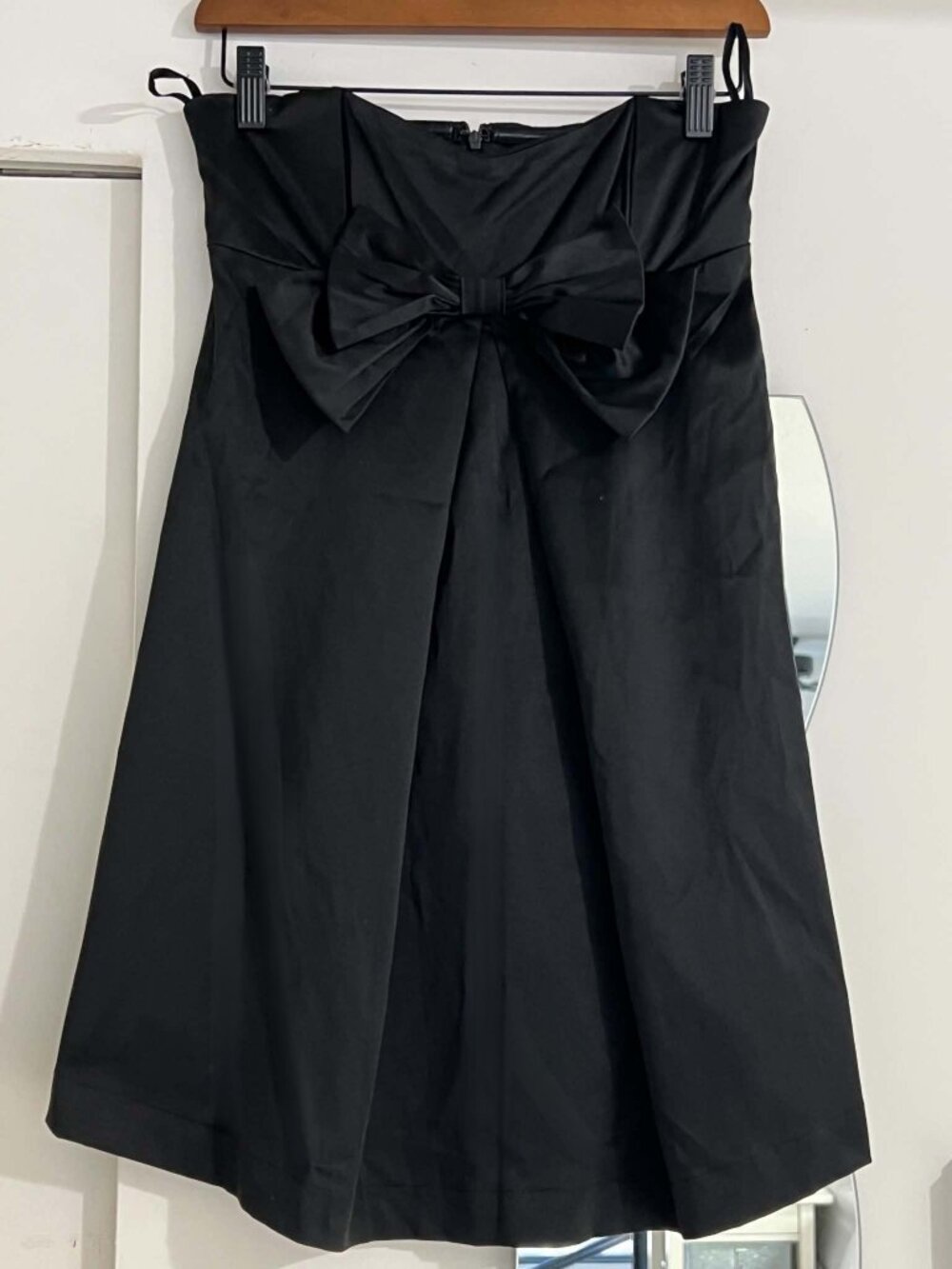 Vintage Y2K satin, empire waist babydoll mini party dress with bow detail, small